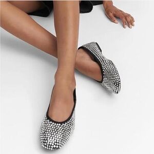 Mango mesh ballerina rhinestones ballet flats size 39